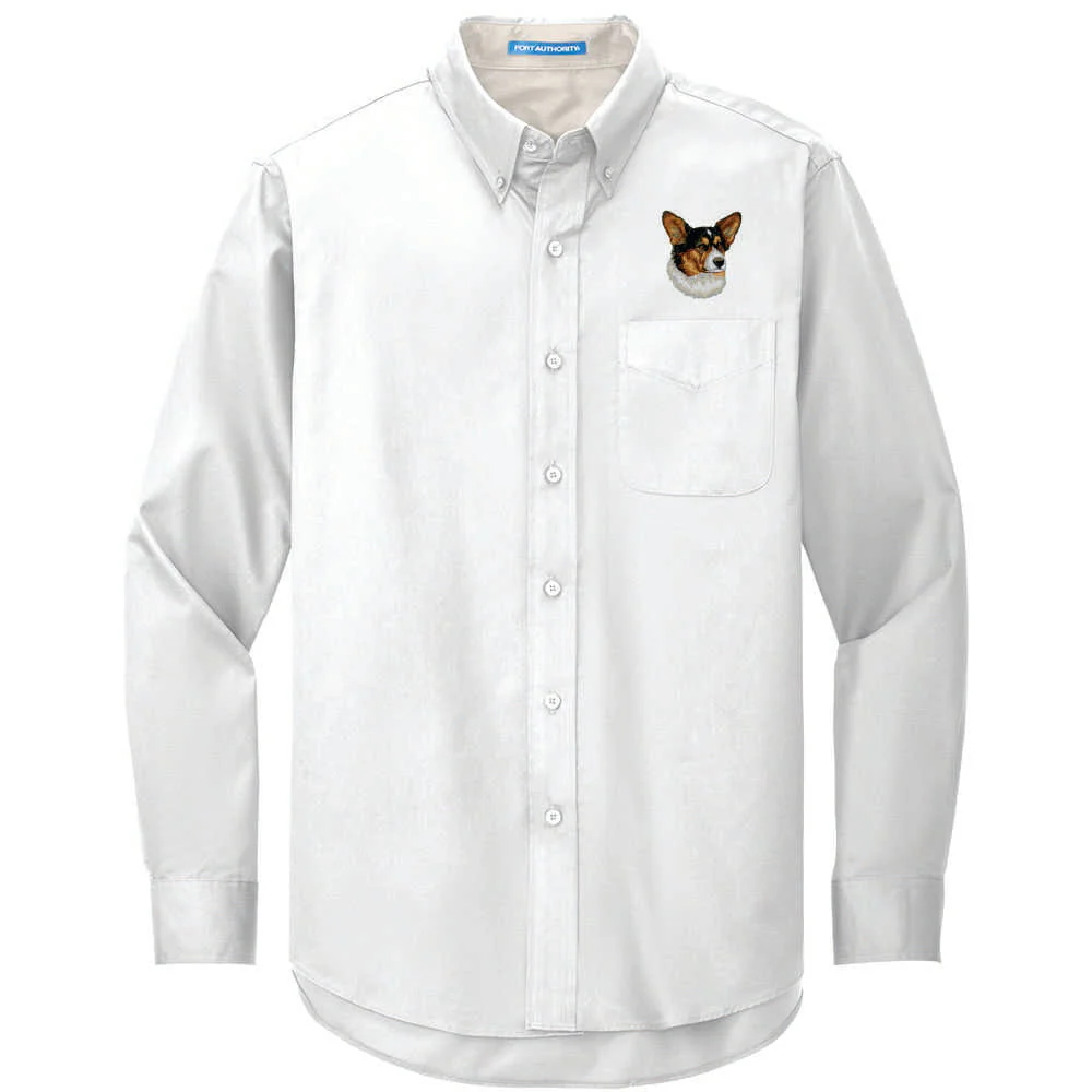 Cardigan Welsh Corgi Embroidered Long Sleeve Button Up Shirt - Image 2