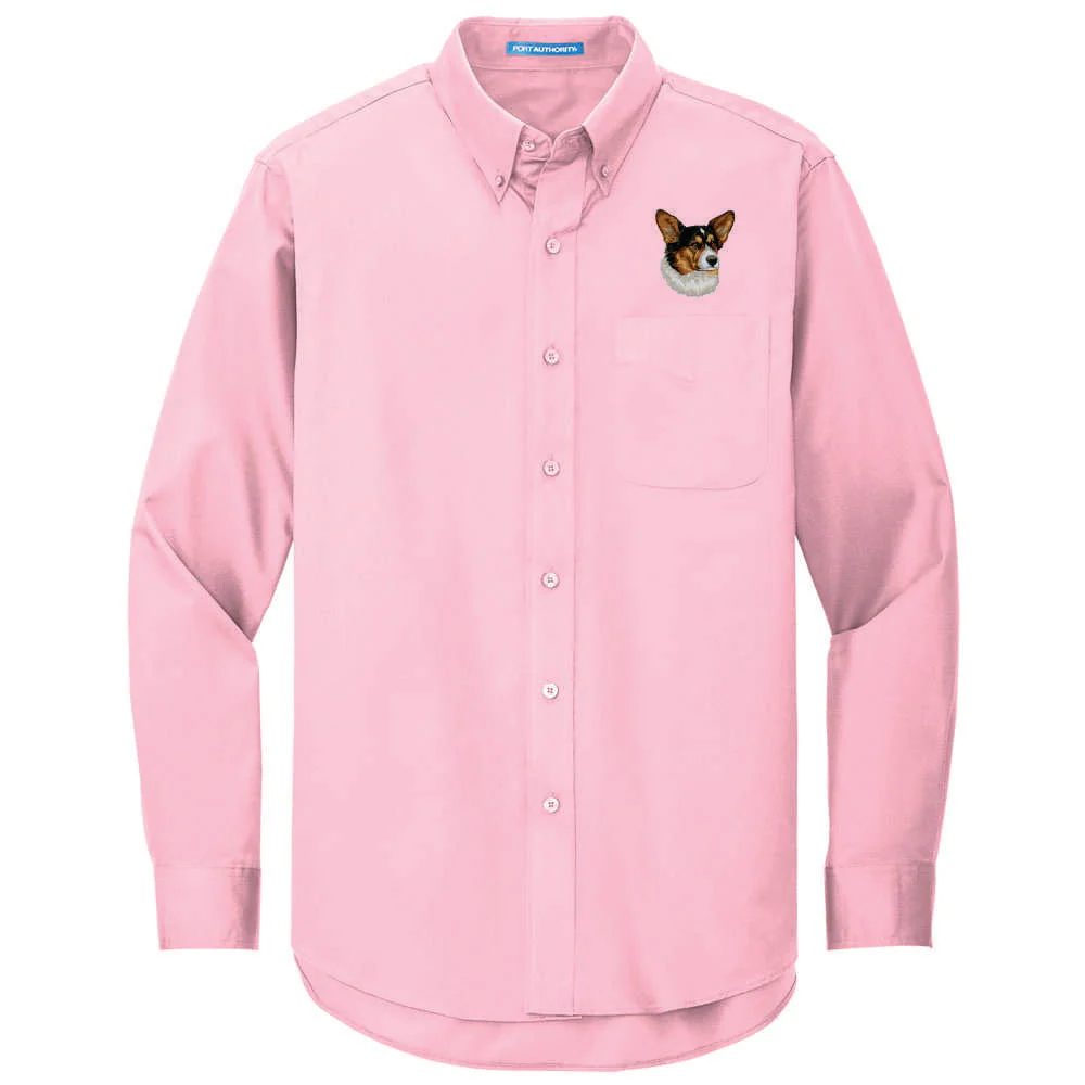 Cardigan Welsh Corgi Embroidered Long Sleeve Button Up Shirt - Image 4