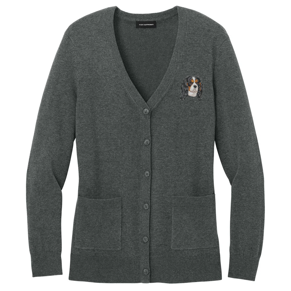 Cavalier King Charles Spaniel Embroidered Button-Up Cardigan Sweater - Image 5