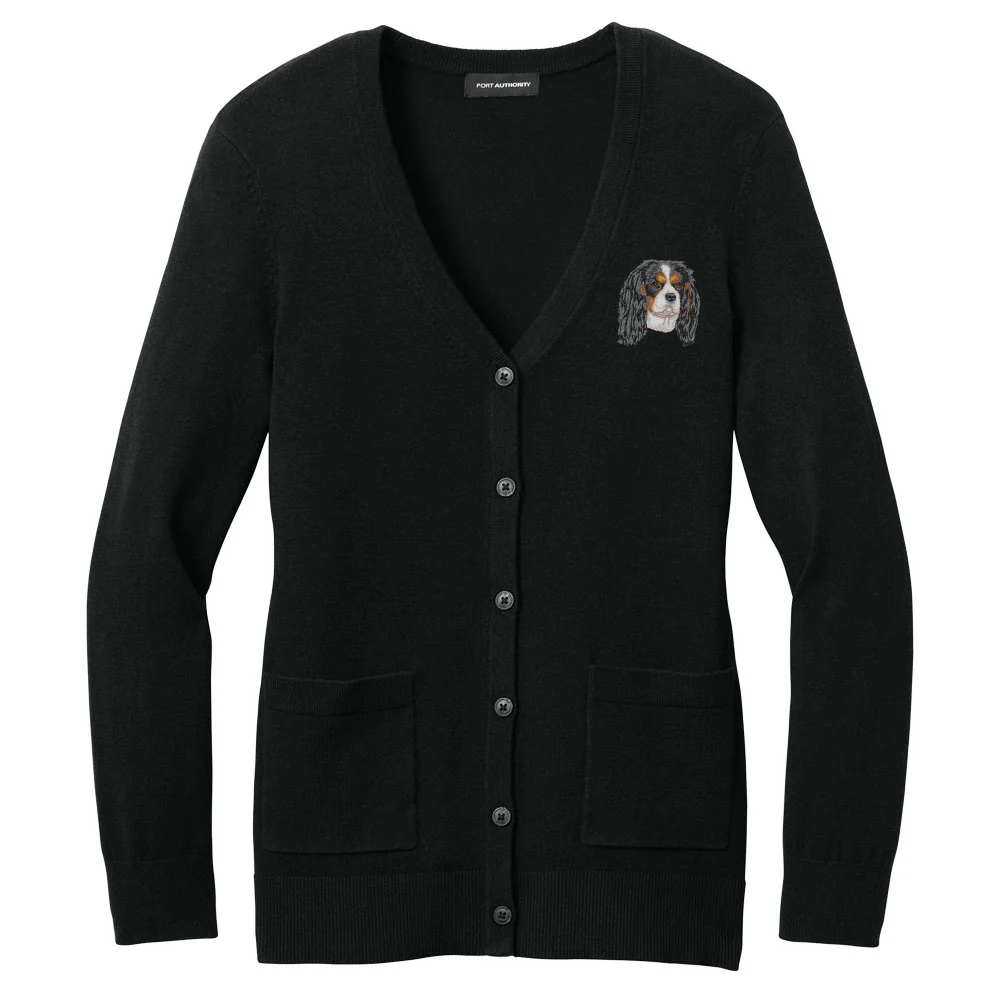 Cavalier King Charles Spaniel Embroidered Button-Up Cardigan Sweater - Image 6