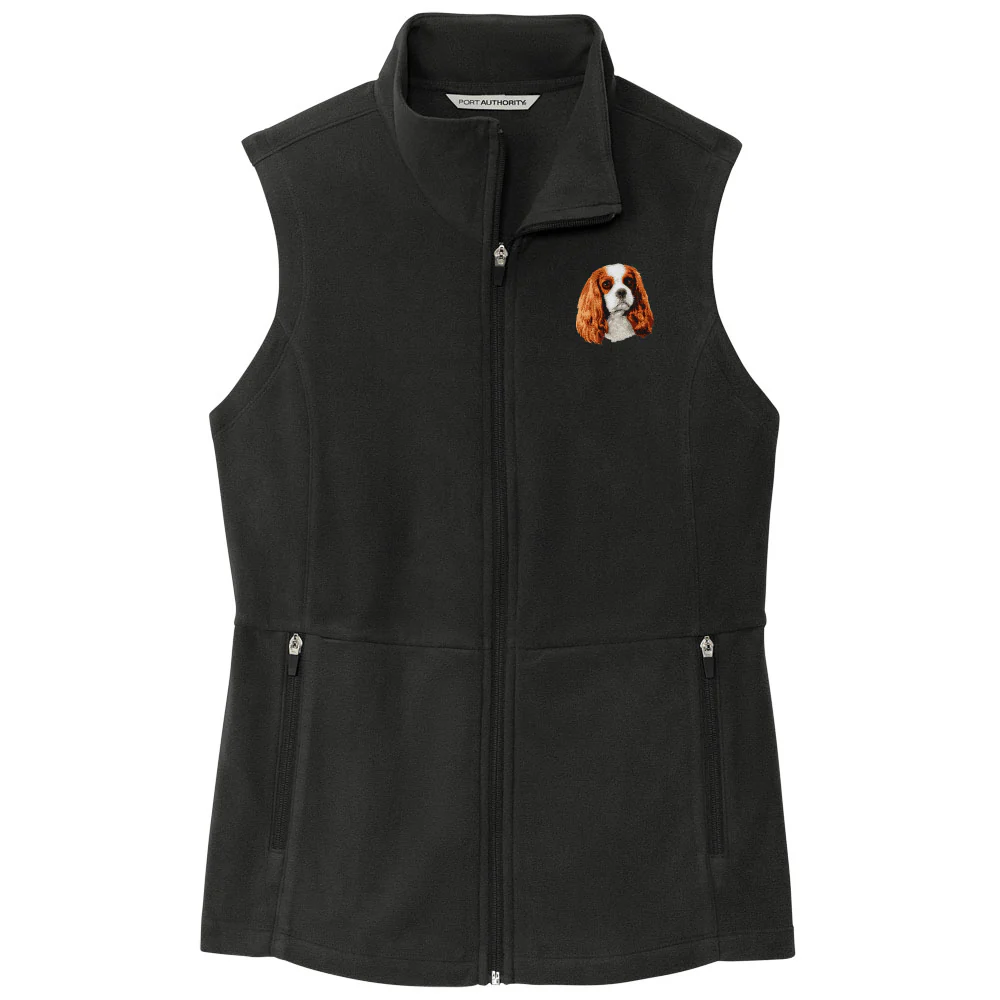 Cavalier King Charles Spaniel Embroidered Women's Fleece Vest - Image 3