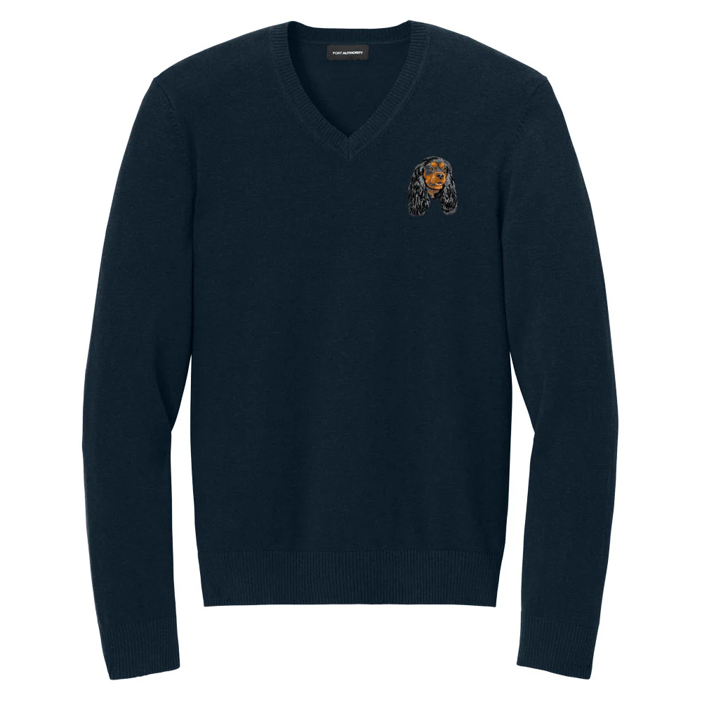 Cavalier King Charles Spaniel Embroidered V-Neck Sweater - Image 2