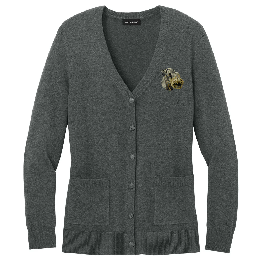 Cesky Terrier Embroidered Button-Up Cardigan Sweater