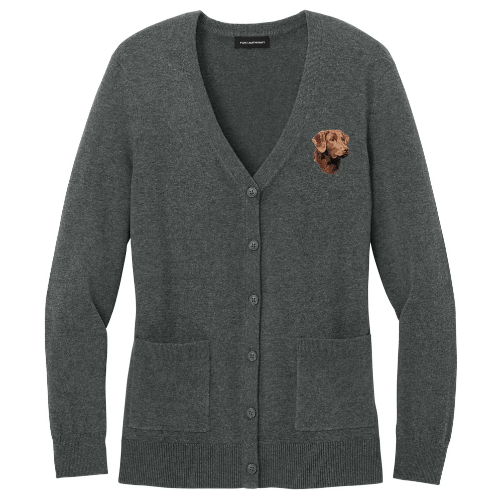 Chesapeake Bay Retriever Embroidered Button-Up Cardigan Sweater - Image 2
