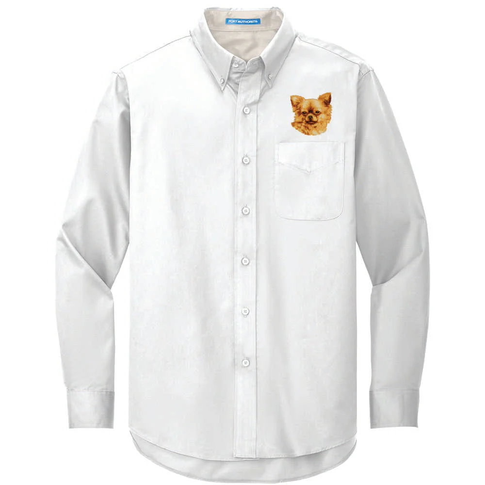 Chihuahua Embroidered Long Sleeve Button Up Shirt - Image 2