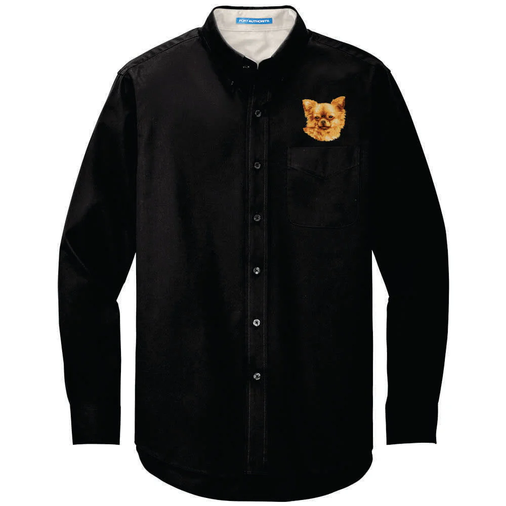 Chihuahua Embroidered Long Sleeve Button Up Shirt - Image 3
