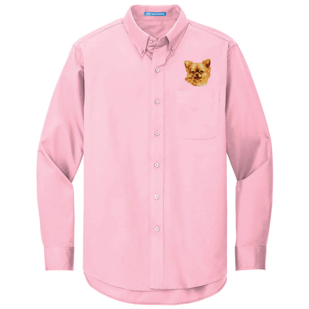 Chihuahua Embroidered Long Sleeve Button Up Shirt - Image 4