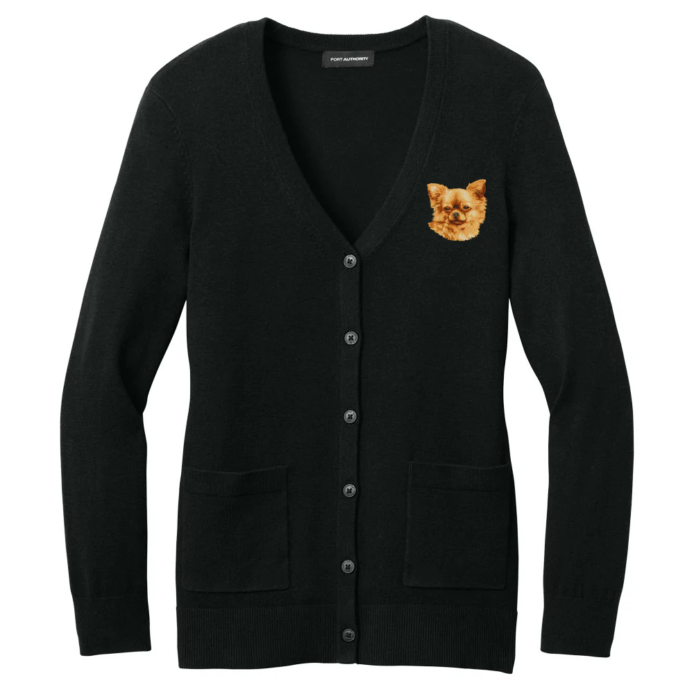 Chihuahua Embroidered Button-Up Cardigan Sweater - Image 2