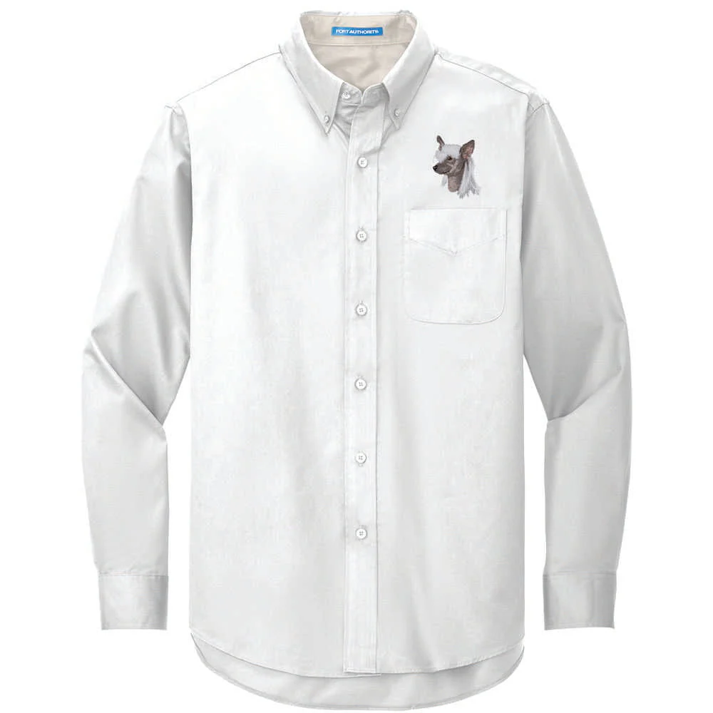Chinese Crested Embroidered Long Sleeve Button Up Shirt - Image 2