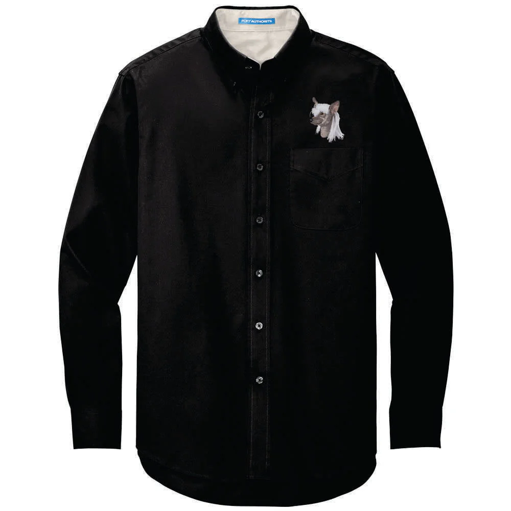 Chinese Crested Embroidered Long Sleeve Button Up Shirt - Image 3