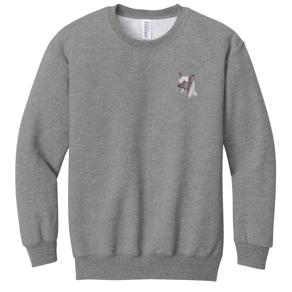 Chinese Crested Embroidered Youth Crewneck Sweatshirt