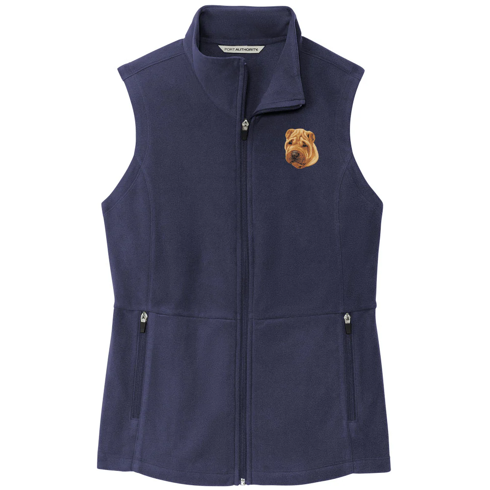 Chinese Shar-Pei Embroidered Women's Fleece Vest