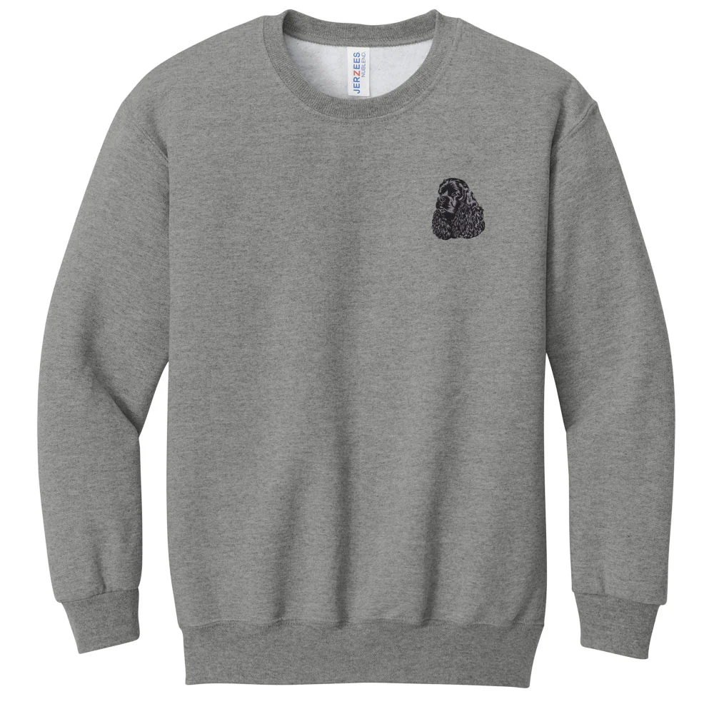 Cocker Spaniel Embroidered Youth Crewneck Sweatshirt - Image 2