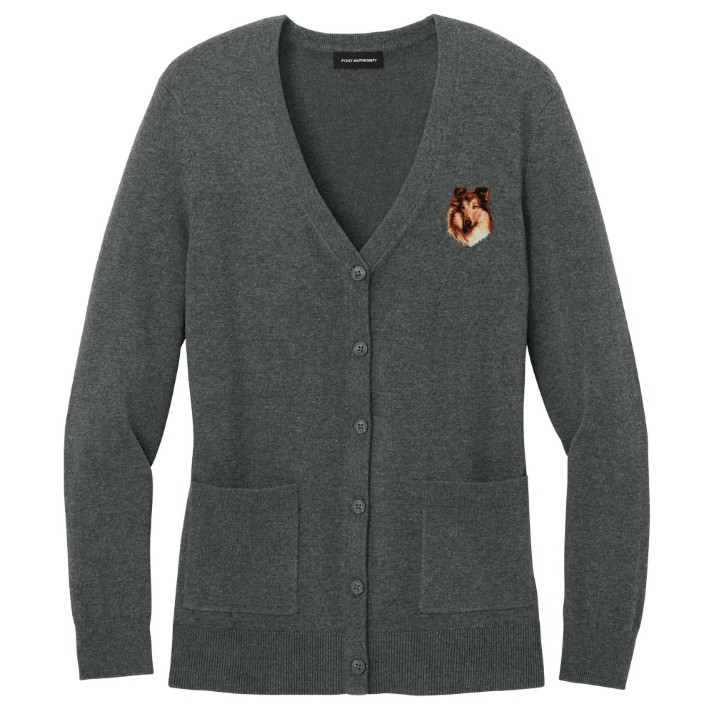 Collie Embroidered Button-Up Cardigan Sweater - Image 3