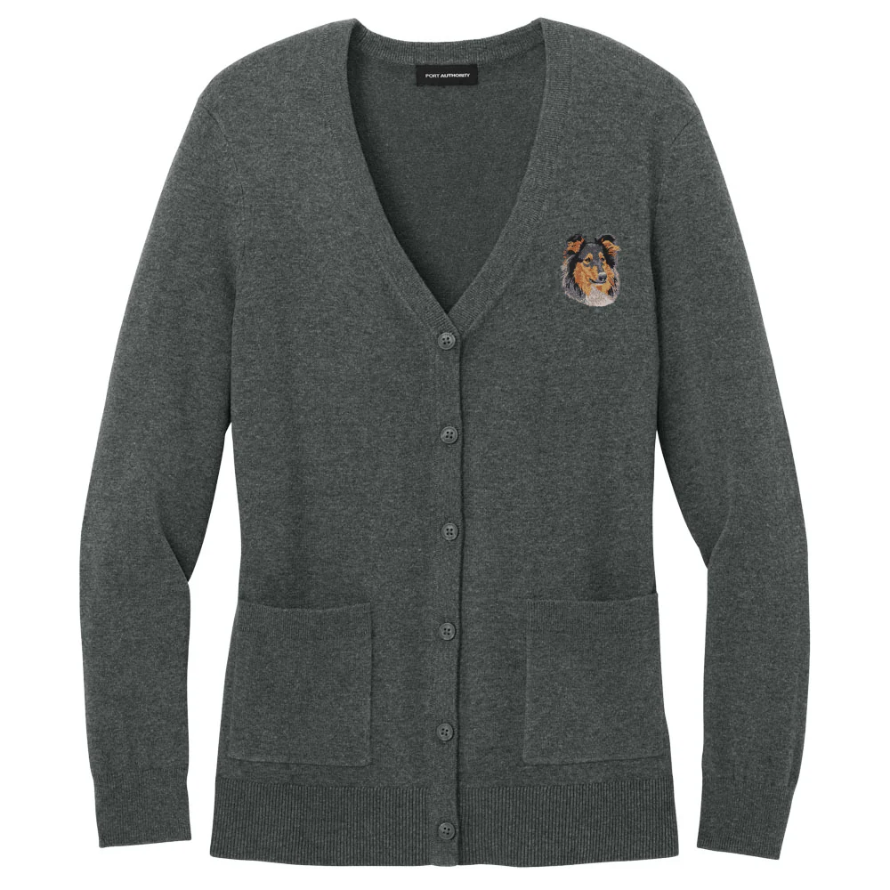 Collie Embroidered Button-Up Cardigan Sweater - Image 5