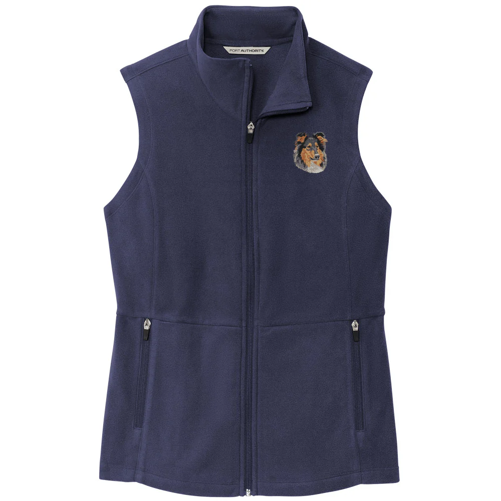 Collie Embroidered Women's Fleece Vest - Image 3