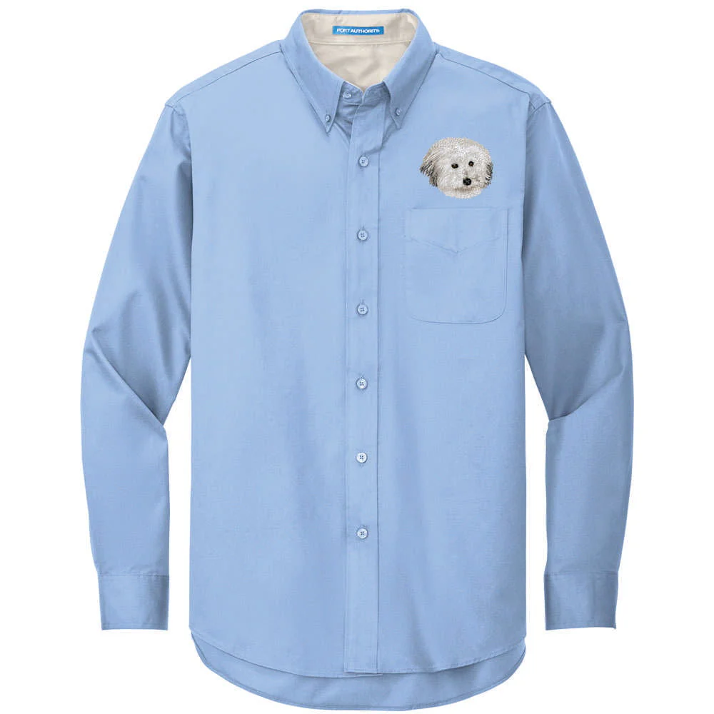 Coton de Tulear Embroidered Long Sleeve Button Up Shirt
