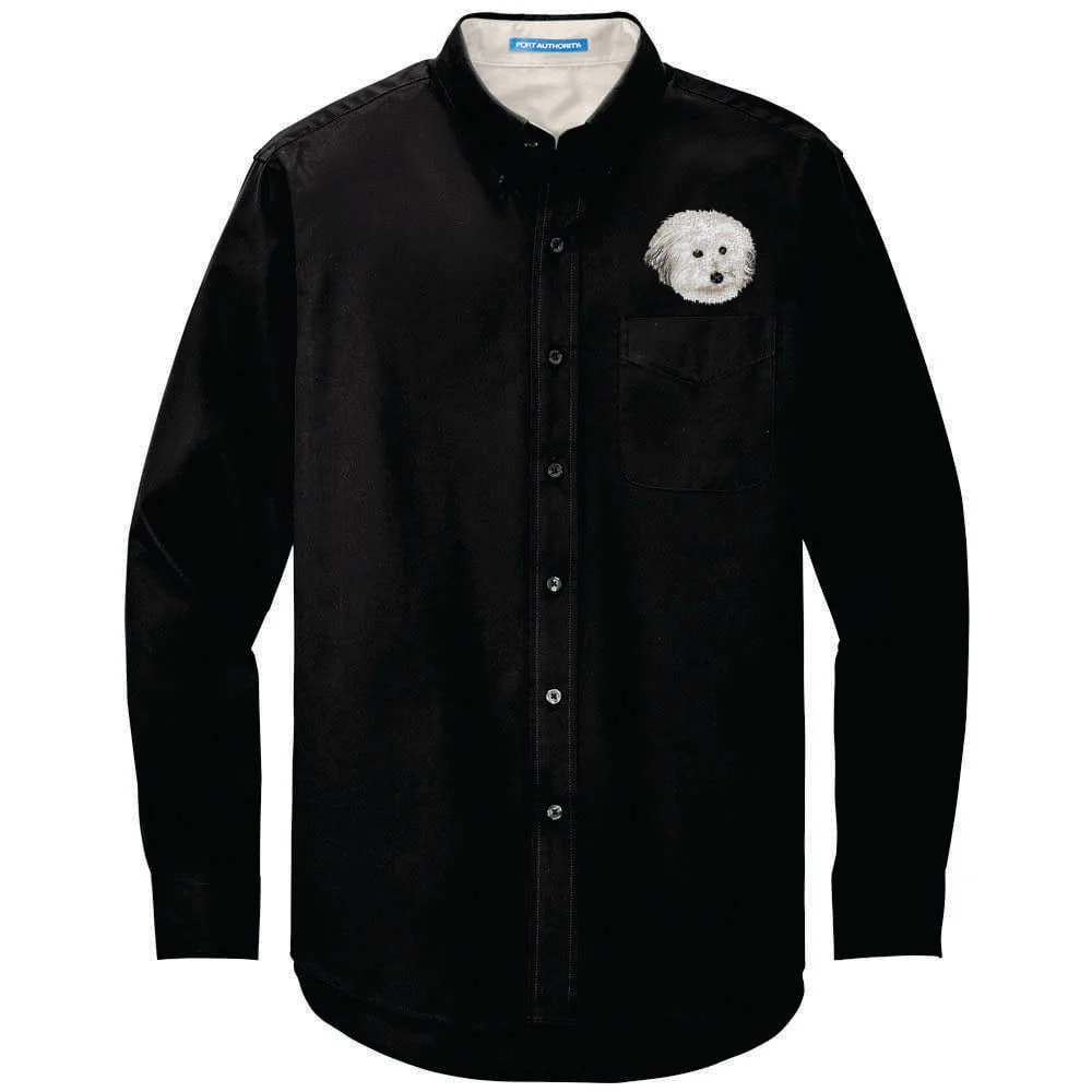 Coton de Tulear Embroidered Long Sleeve Button Up Shirt - Image 3