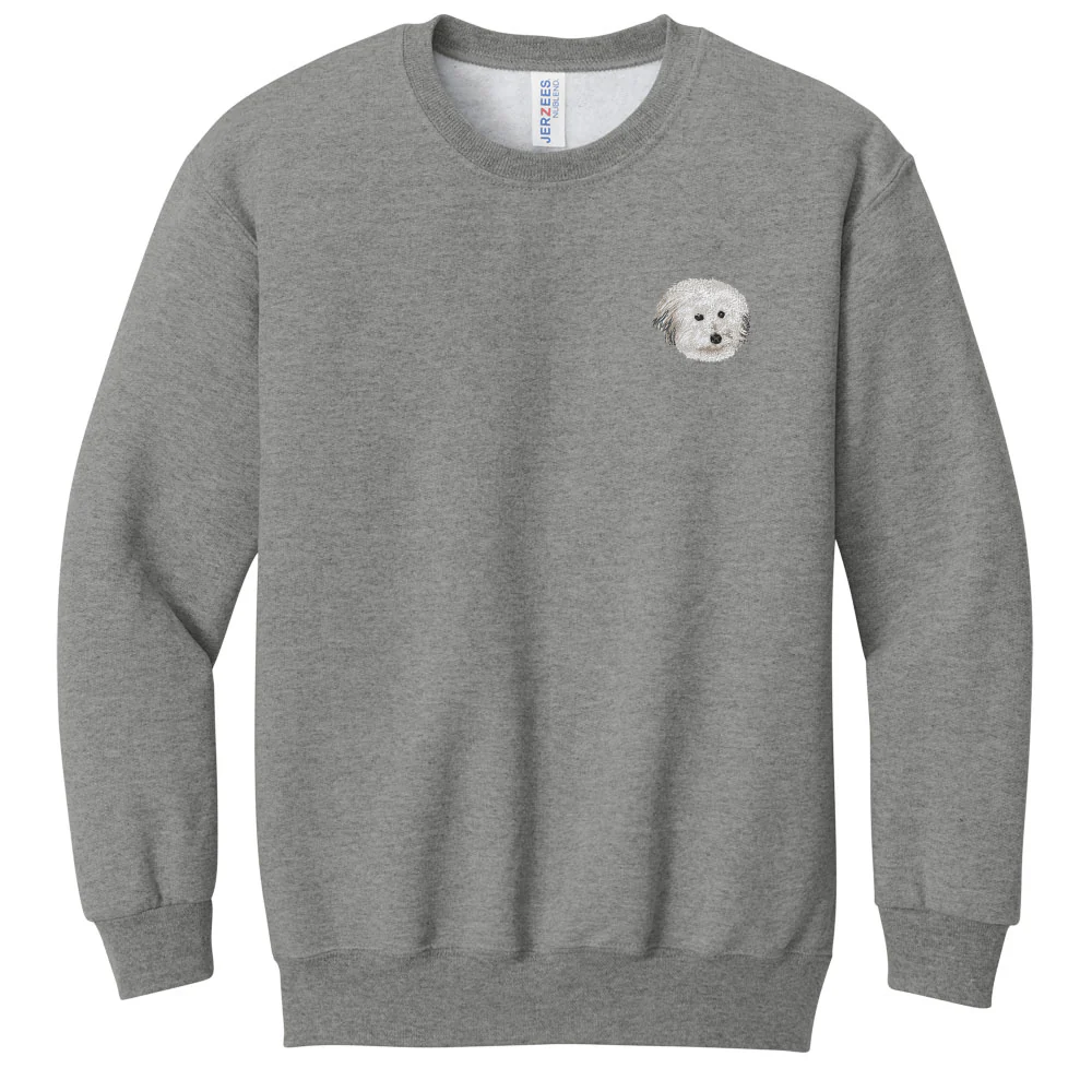 Coton de Tulear Embroidered Youth Crewneck Sweatshirt