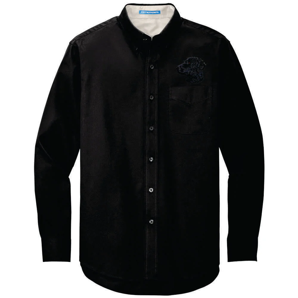 Curly-Coated Retriever Embroidered Long Sleeve Button Up Shirt - Image 3