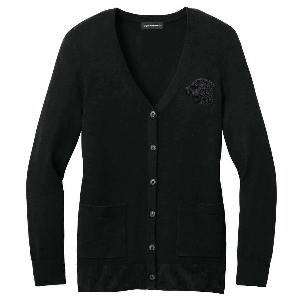 Curly-Coated Retriever Embroidered Button-Up Cardigan Sweater - Image 2