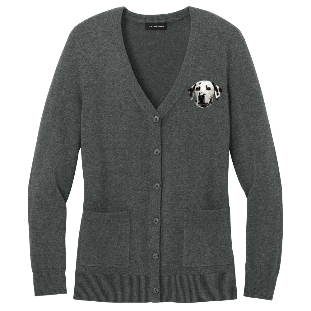 Dalmatian Embroidered Button-Up Cardigan Sweater