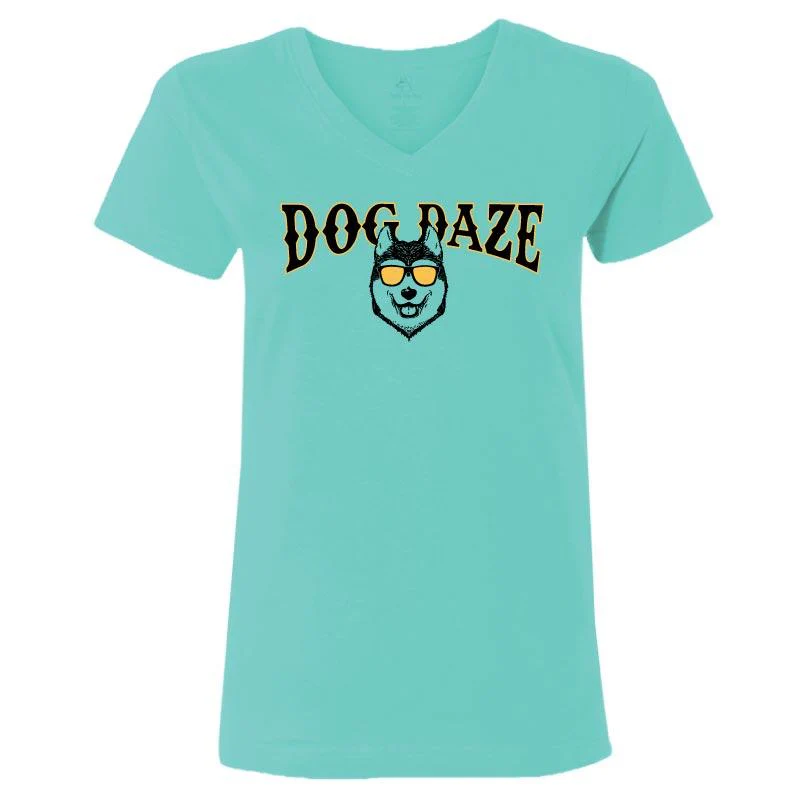 Dog Daze - Siberian Husky - Ladies T-Shirt V-Neck