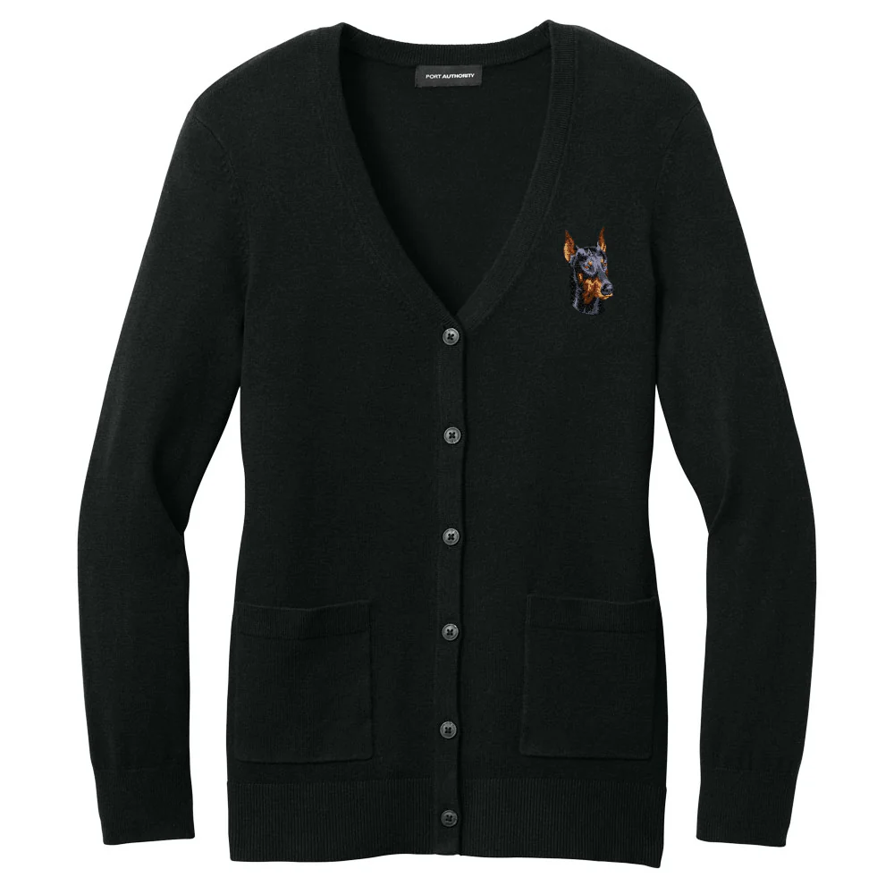 Doberman Pinscher Embroidered Button-Up Cardigan Sweater - Image 2