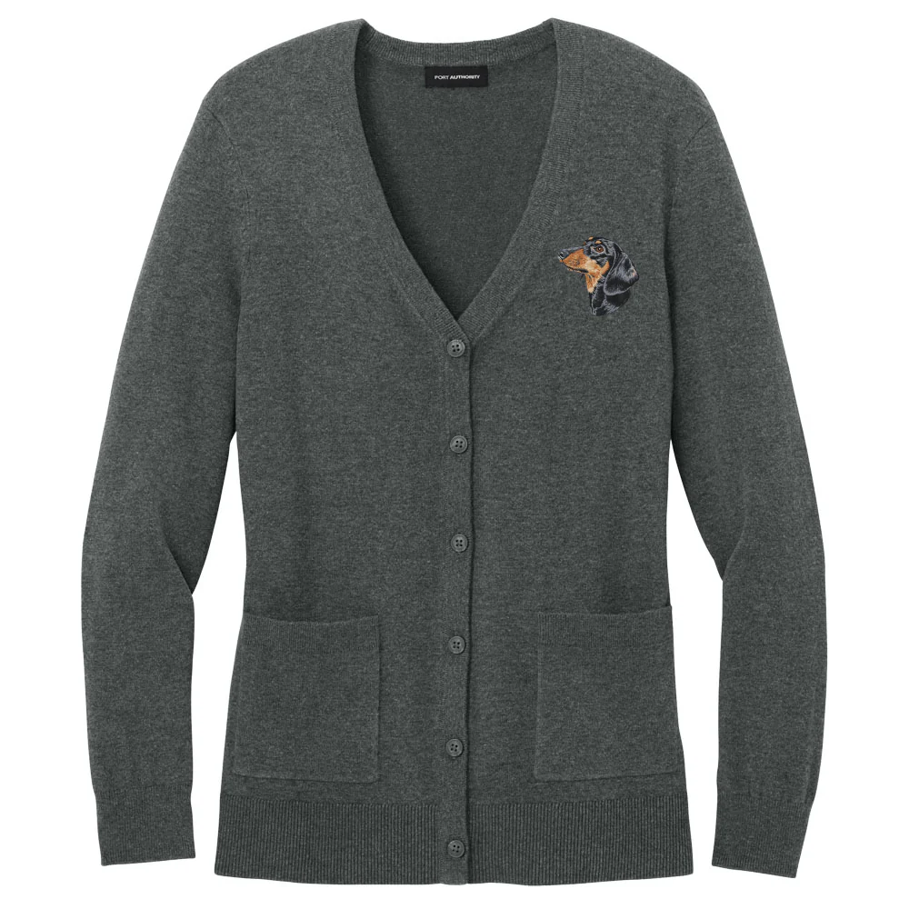 Dachshund Embroidered Button-Up Cardigan Sweater - Image 5