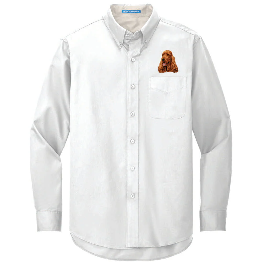 English Cocker Spaniel Embroidered Long Sleeve Button Up Shirt - Image 2