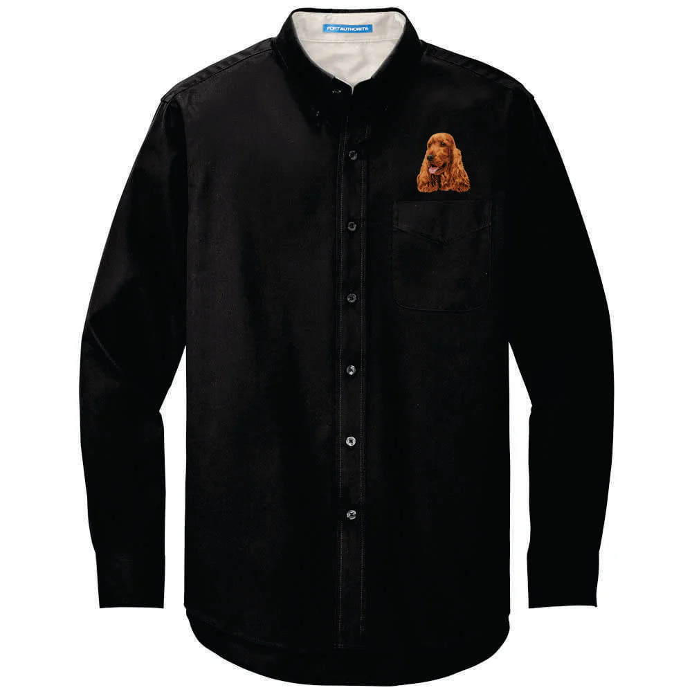 English Cocker Spaniel Embroidered Long Sleeve Button Up Shirt - Image 3