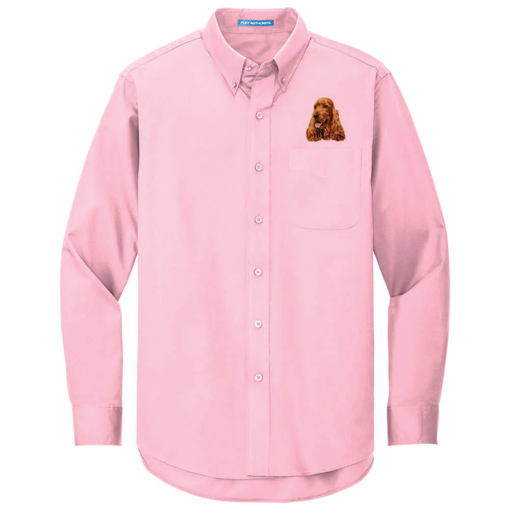 English Cocker Spaniel Embroidered Long Sleeve Button Up Shirt - Image 4