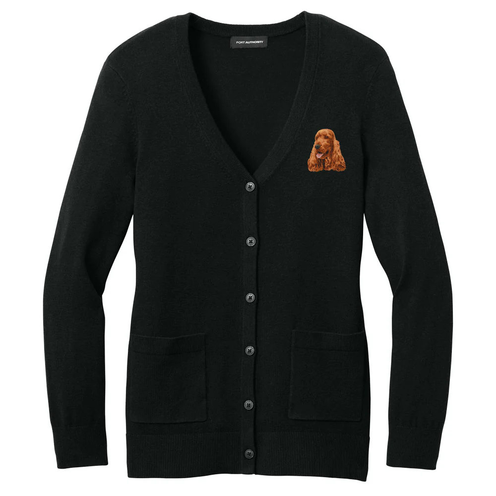 English Cocker Spaniel Embroidered Button-Up Cardigan Sweater - Image 2
