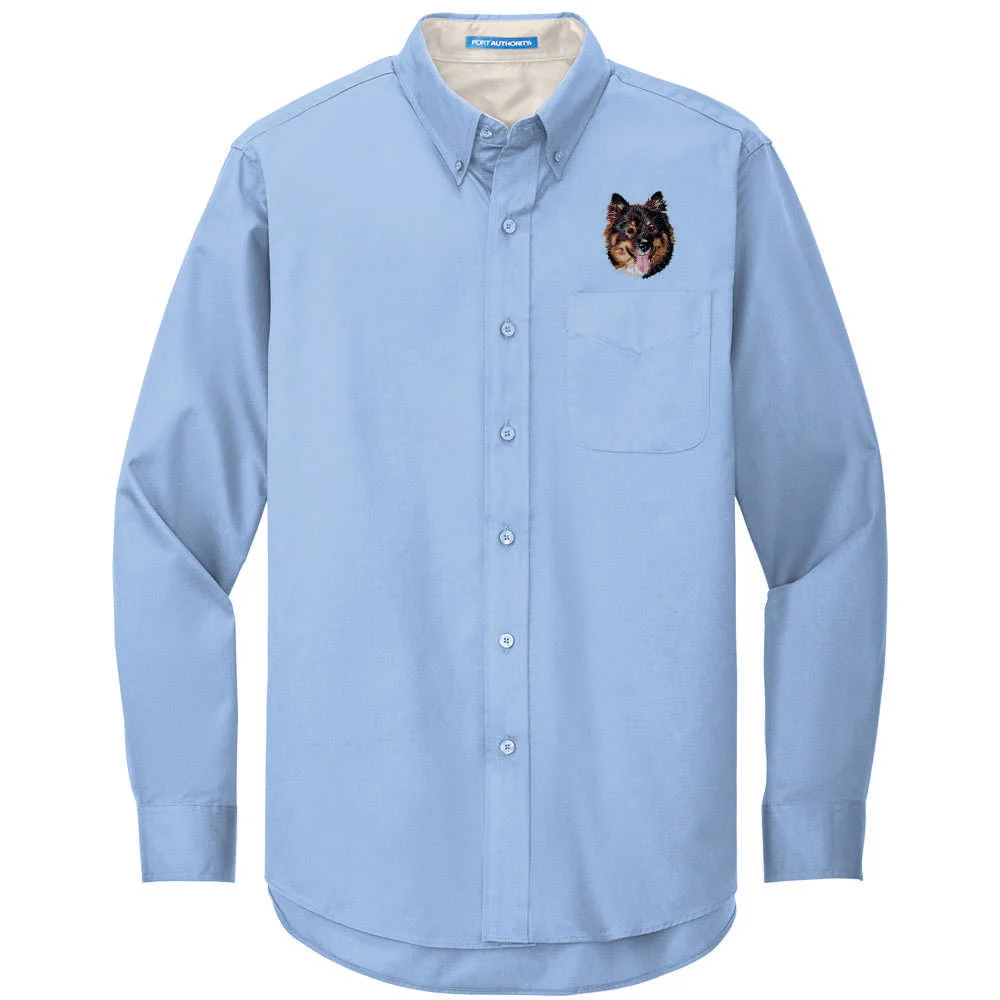 Finnish Lapphund Embroidered Long Sleeve Button Up Shirt