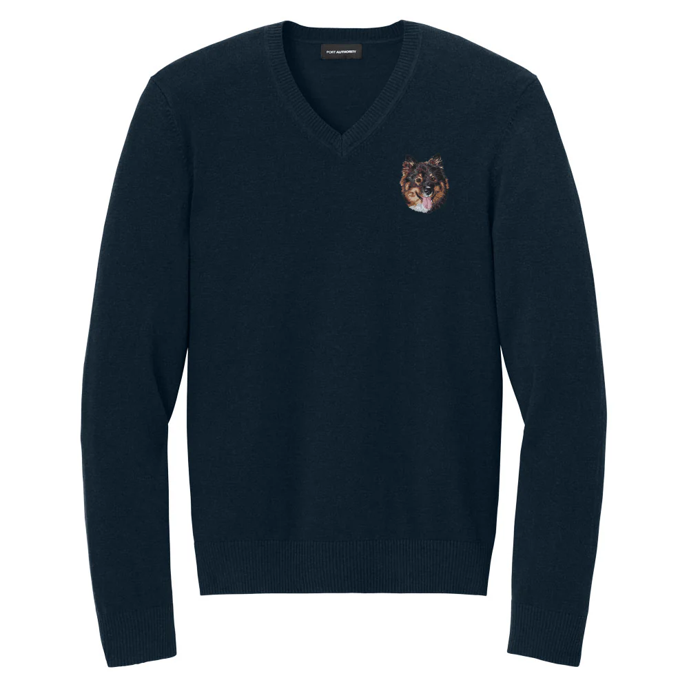 Finnish Lapphund Embroidered V-Neck Sweater