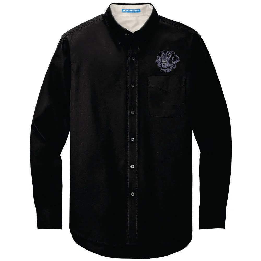 Flat-Coated Retriever Embroidered Long Sleeve Button Up Shirt - Image 3