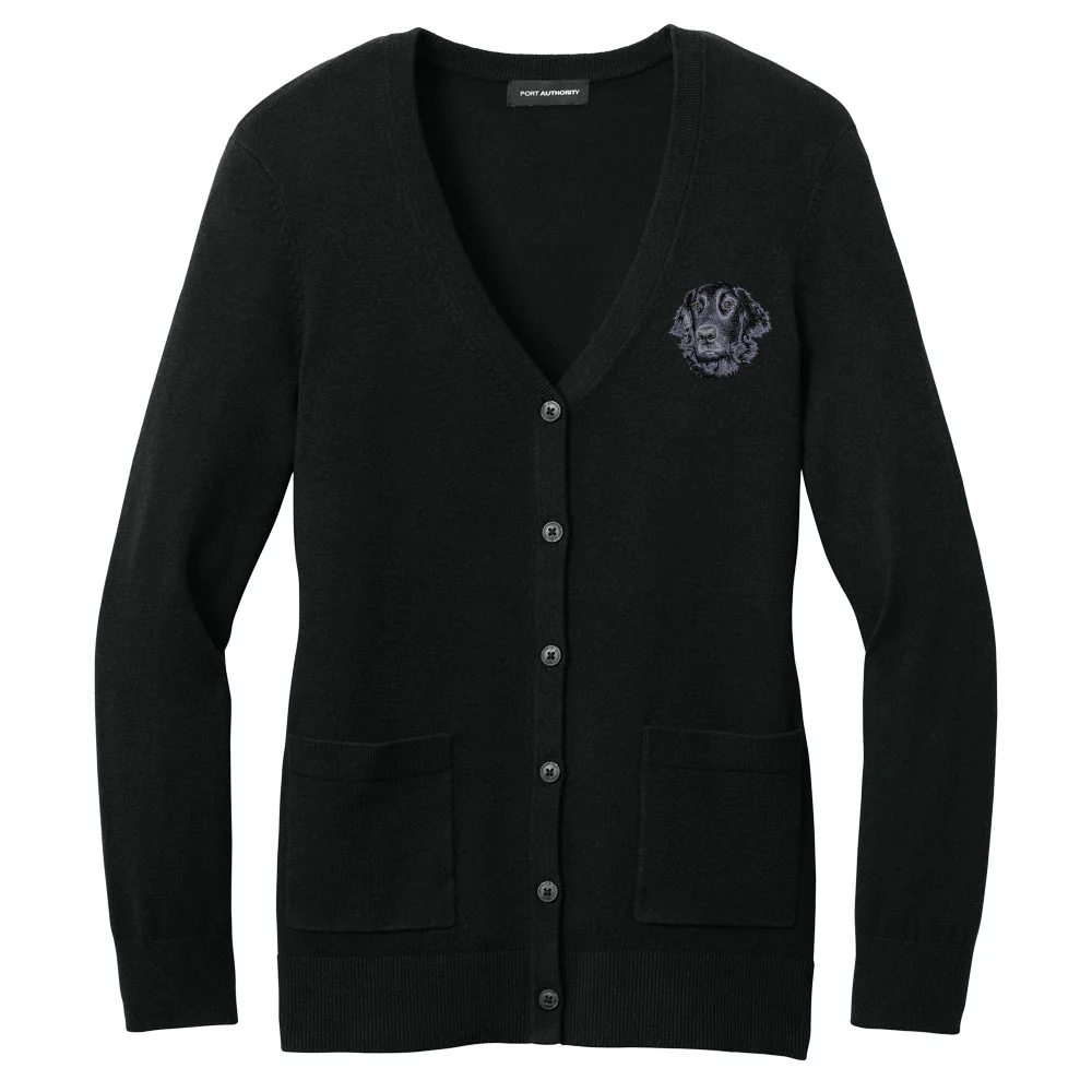 Flat-Coated Retriever Embroidered Button-Up Cardigan Sweater - Image 2