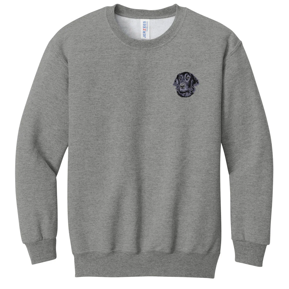 Flat-Coated Retriever Embroidered Youth Crewneck Sweatshirt