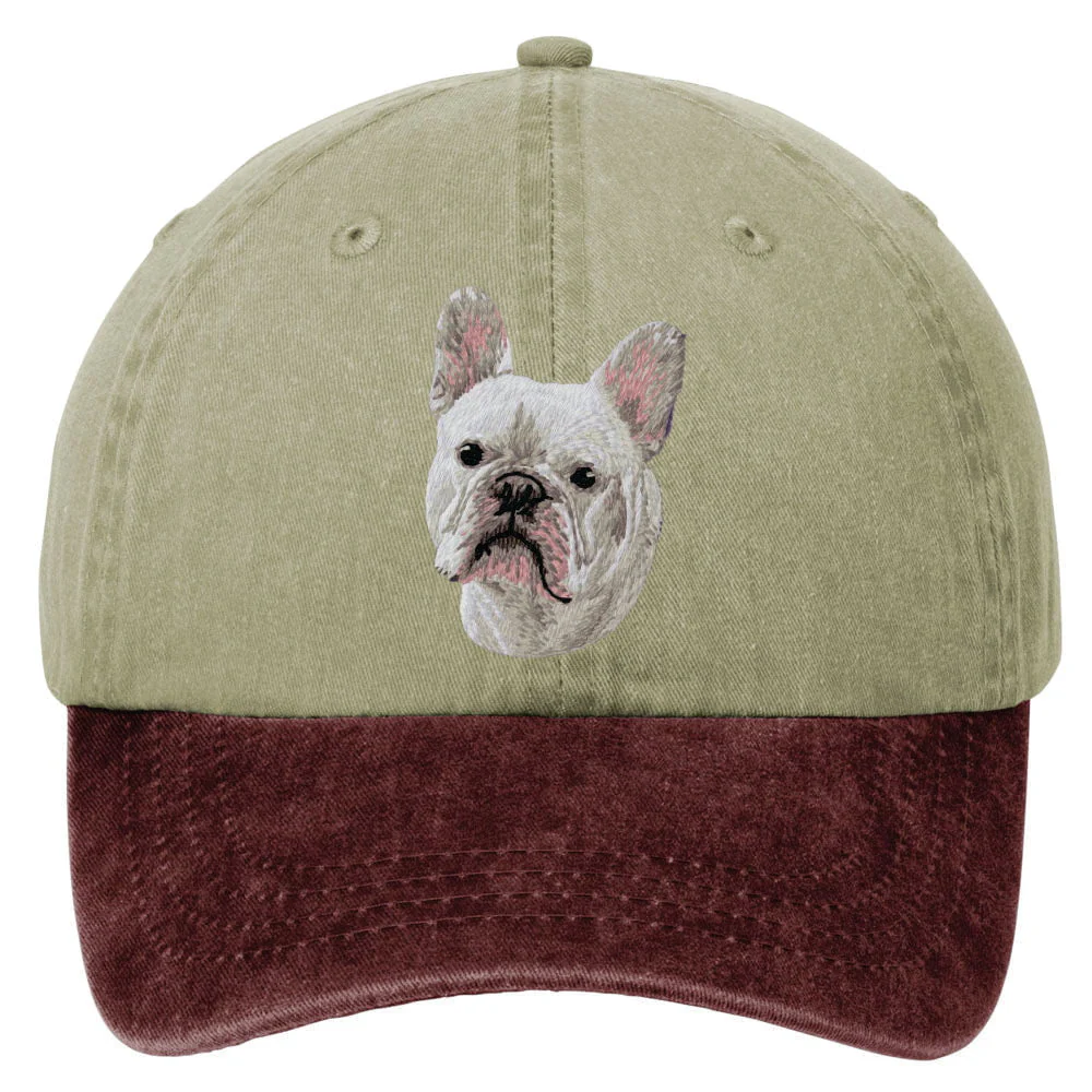 French Bulldog  Embroidered Two Tone Baseball Cap - Image 3