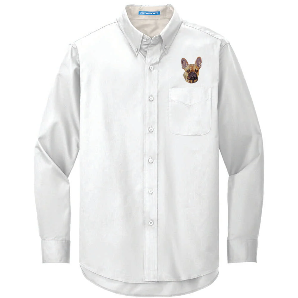 French Bulldog Embroidered Long Sleeve Button Up Shirt - Image 2