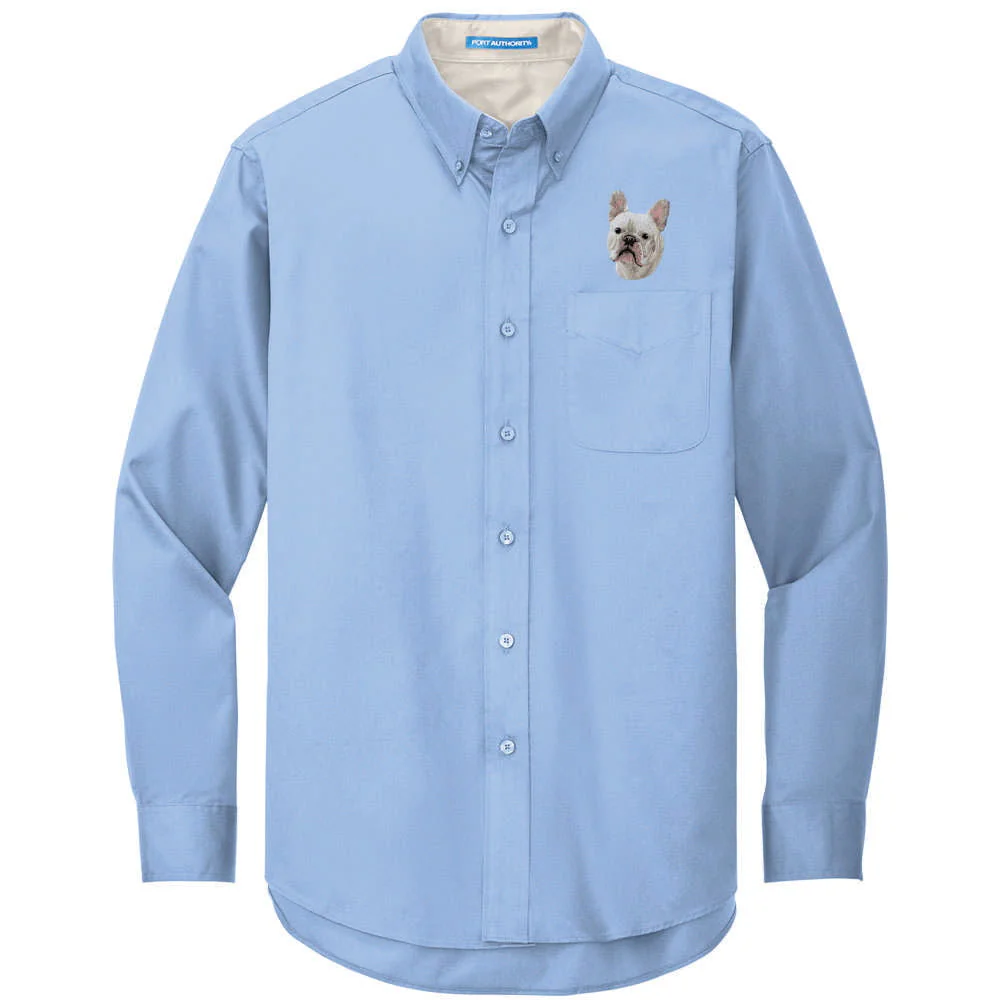 French Bulldog Embroidered Long Sleeve Button Up Shirt - Image 5