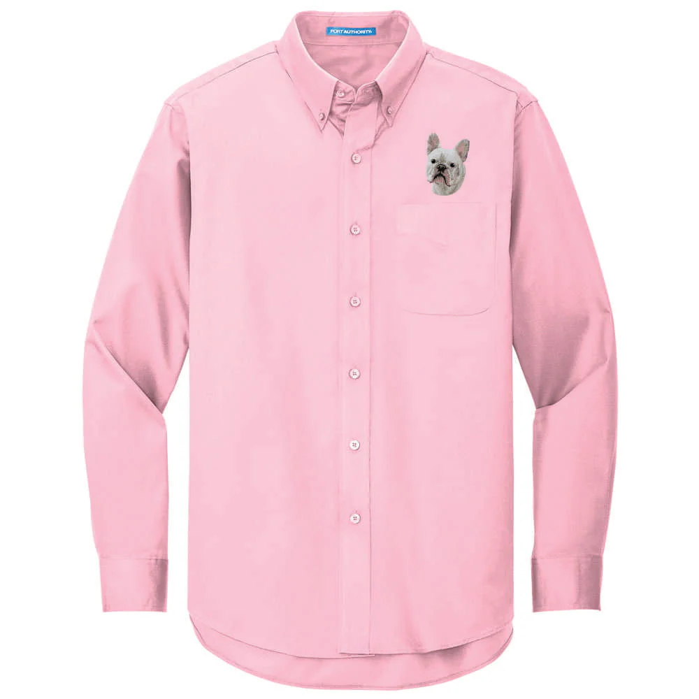 French Bulldog Embroidered Long Sleeve Button Up Shirt - Image 8