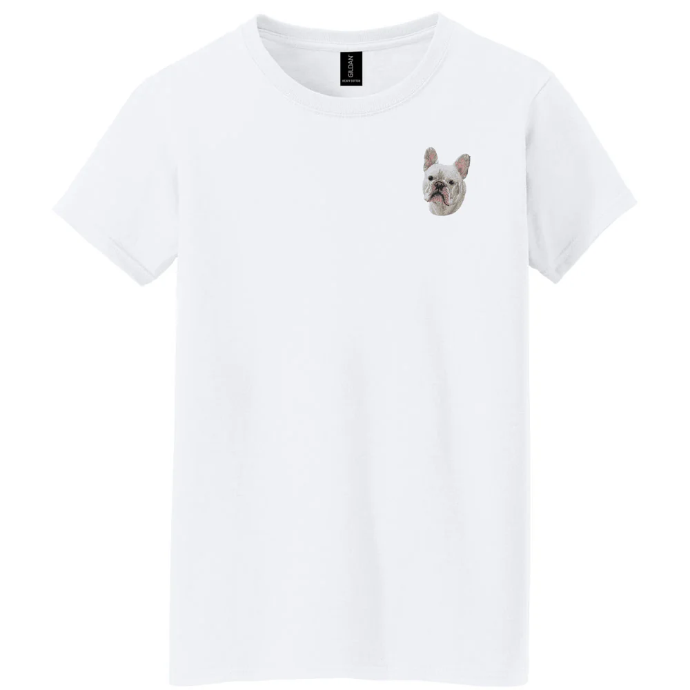 French Bulldog Embroidered Women's T-Shirt - Image 4