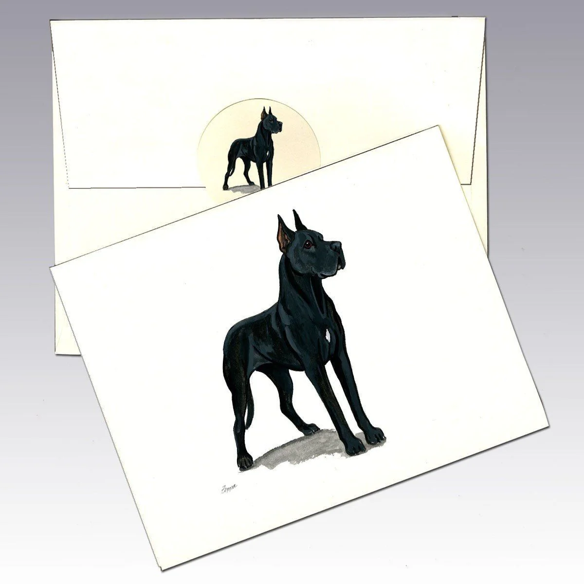 Great Dane, Black Note Cards