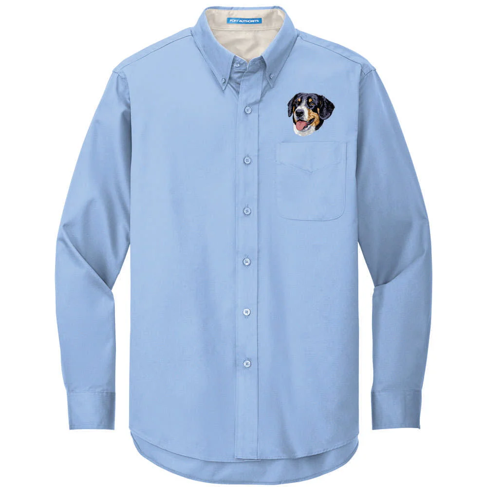 Greater Swiss Mountain Dog Embroidered Long Sleeve Button Up Shirt