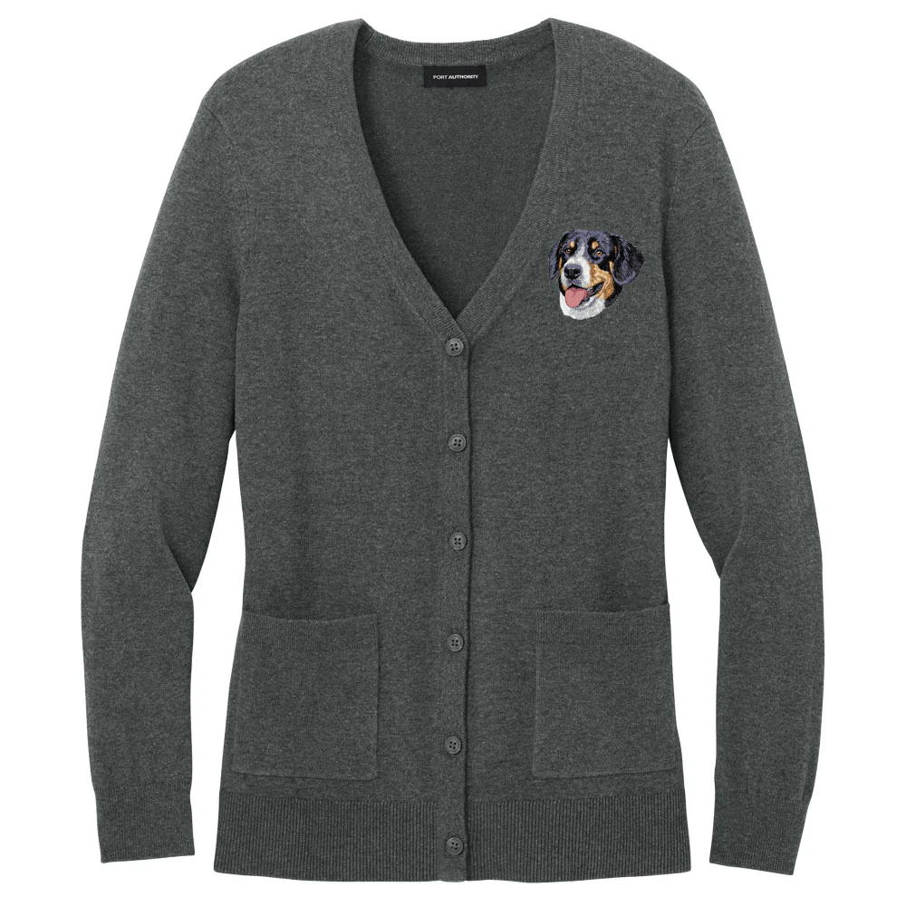 Greater Swiss Mountain Dog Embroidered Button-Up Cardigan Sweater