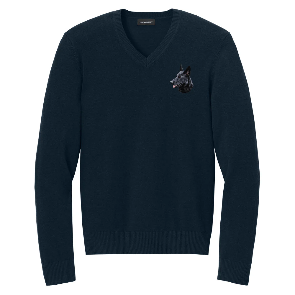 German Shepherd Dog Embroidered V-Neck Sweater - Image 2