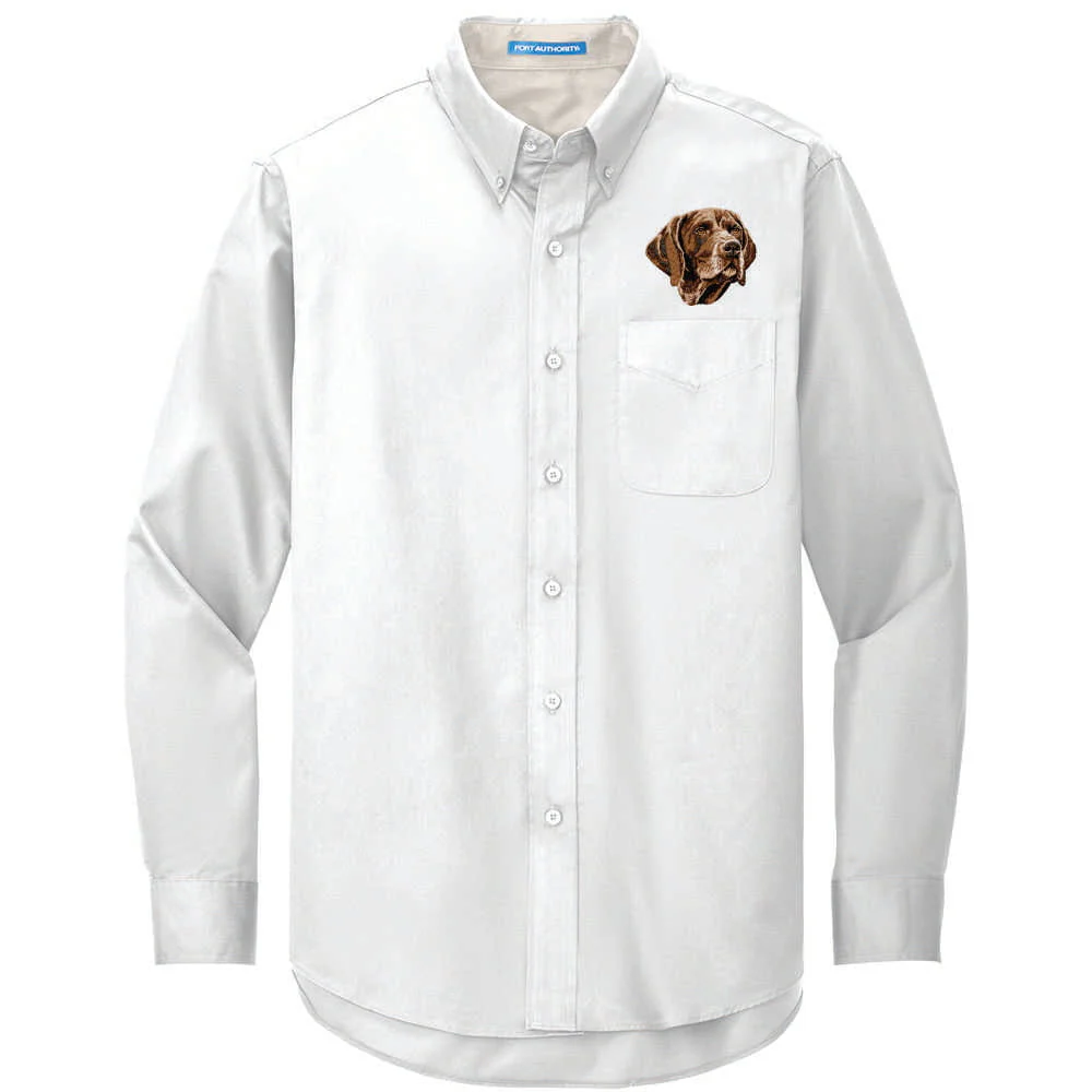 German Wirehaired Pointer Embroidered Long Sleeve Button Up Shirt - Image 2