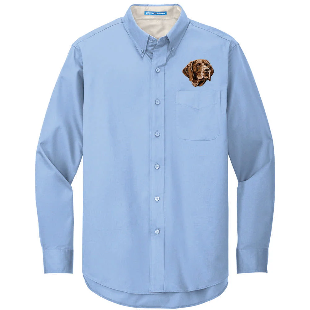 German Wirehaired Pointer Embroidered Long Sleeve Button Up Shirt - Image 3