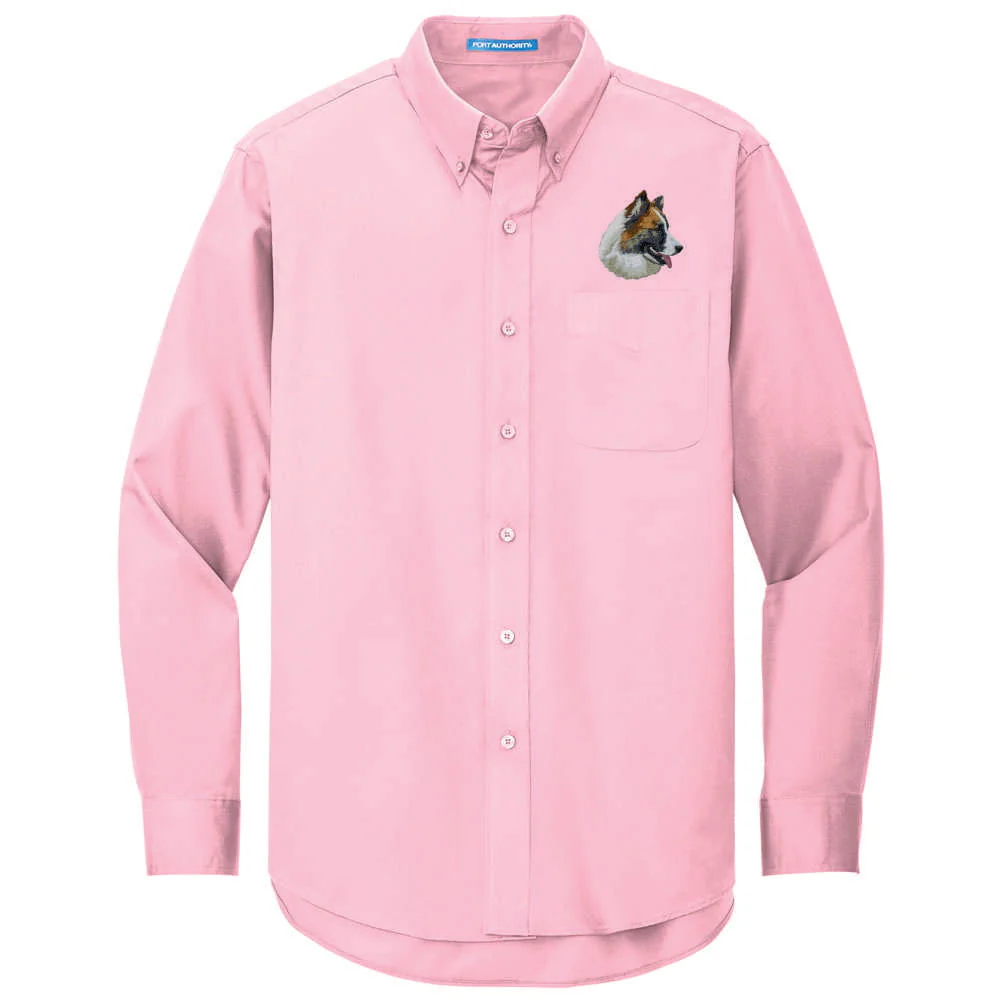 Icelandic Sheepdog Embroidered Long Sleeve Button Up Shirt - Image 4